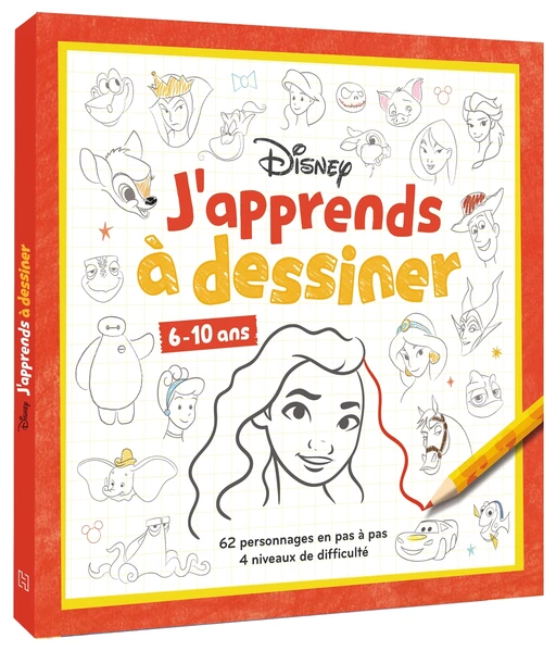 DISNEY - J'apprends à dessiner - 62 personnages en pas à pas (6+) -  - Hachette Jeunesse Collection Disney